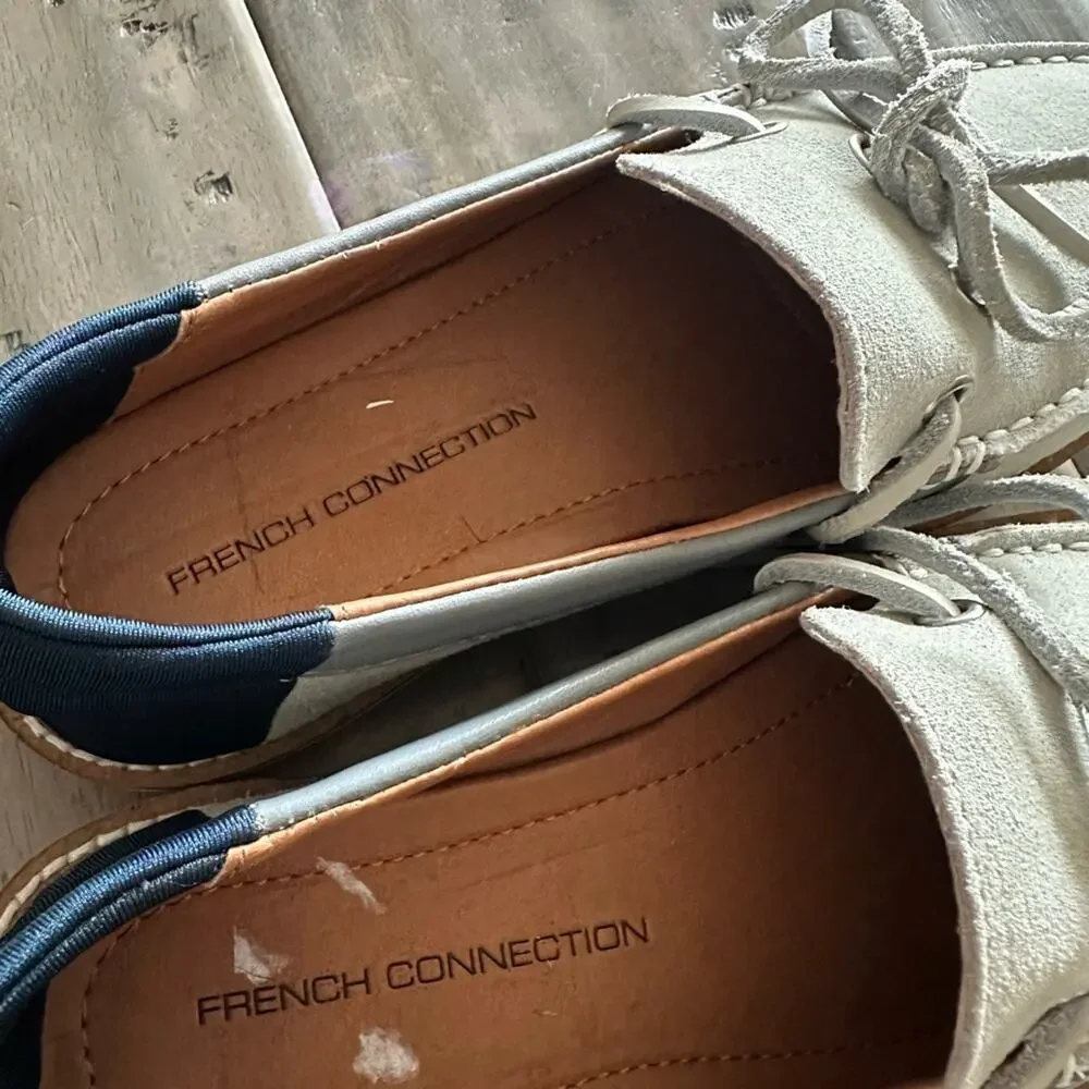 New men’s French connection gray suede loafer boat shoes sz 40